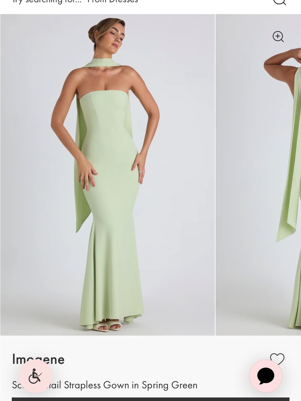 Spring Green Strapless Gown with Choker